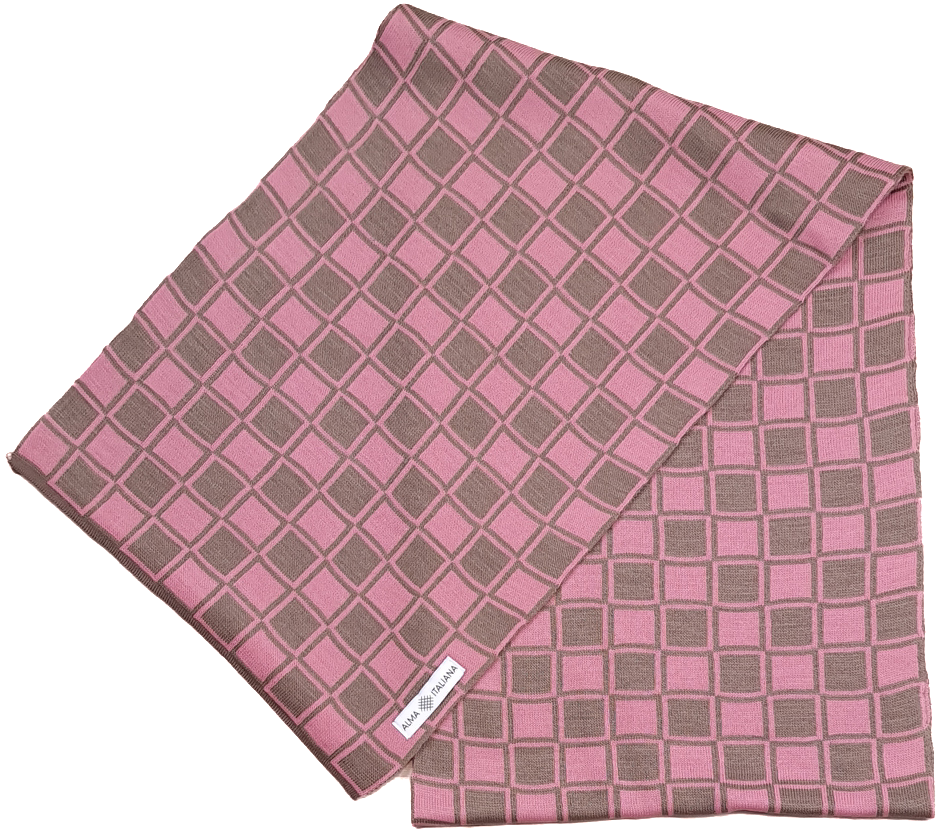 Checkered Scarf - Pink and Brown