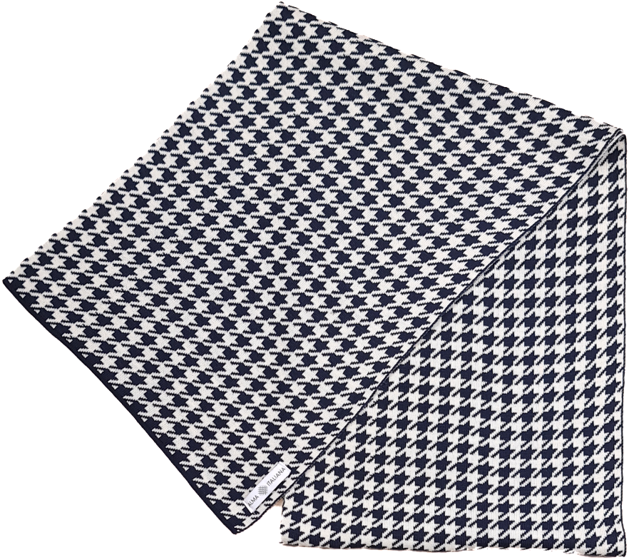 Pied de Poul Scarf - Navy Blue and Cream