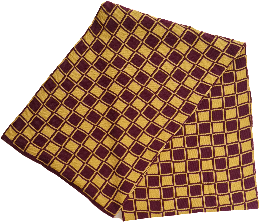Checkered Scarf - Yellow and Maroon