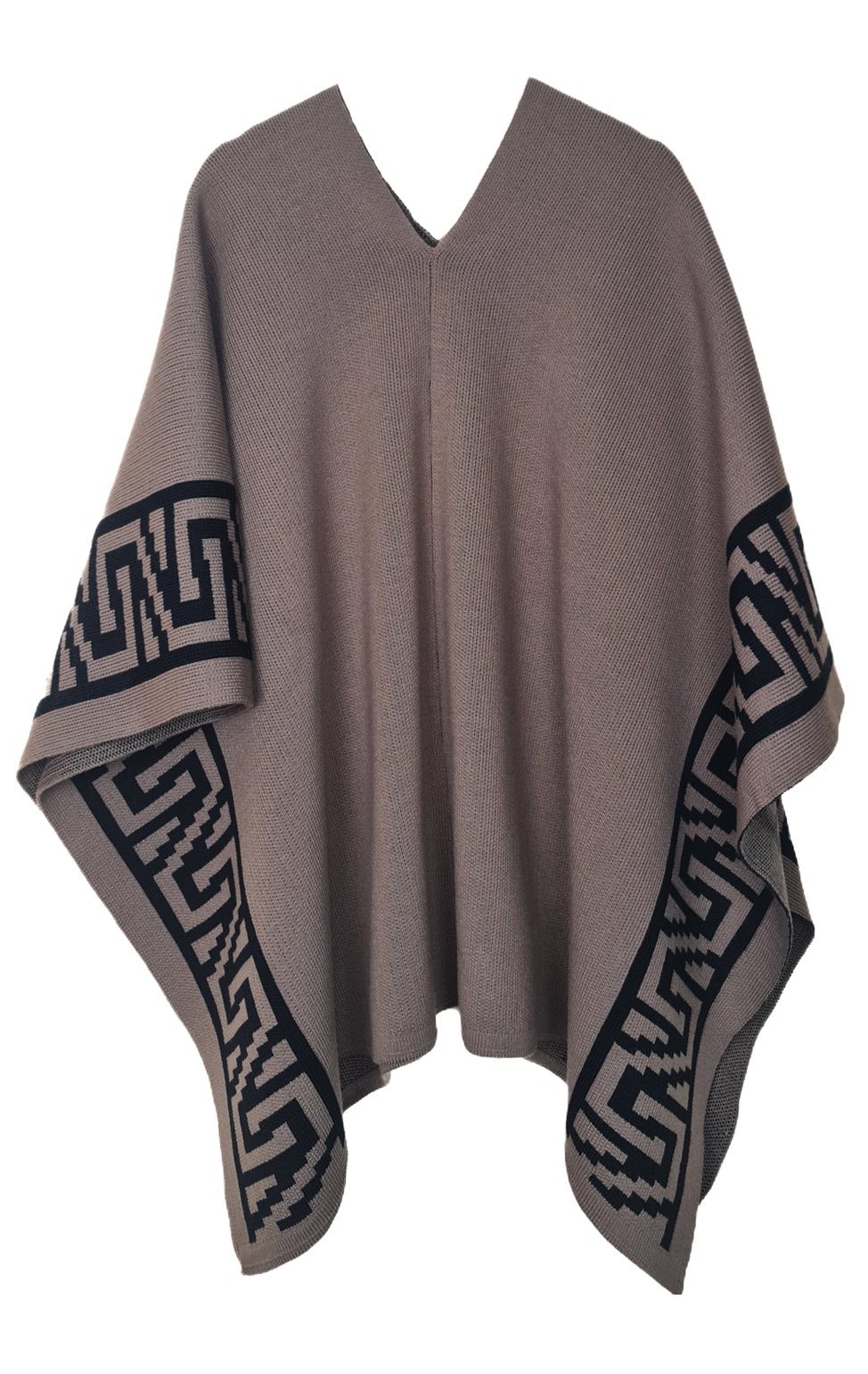 Classic Poncho - Brown with Black Pattern