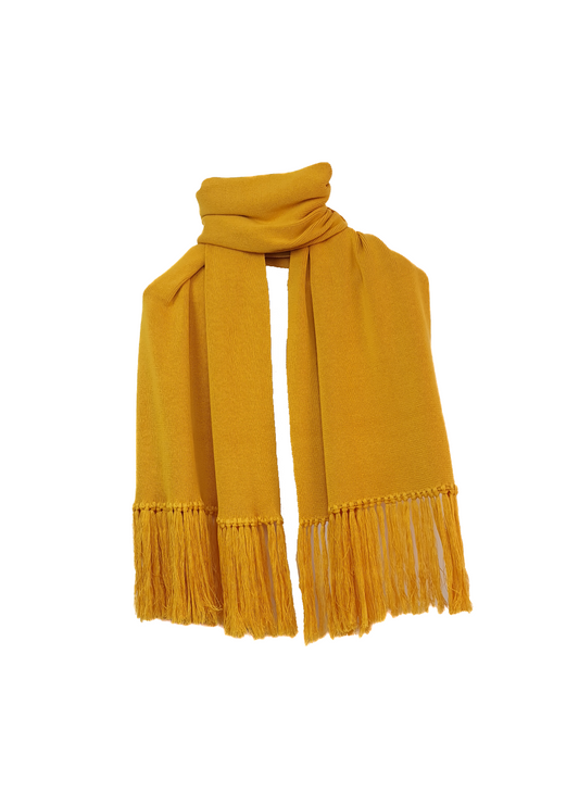 Pashmina de algodón peinado y acrílico, suave y cómoda, en color amarillo, ideal para cualquier ocasión