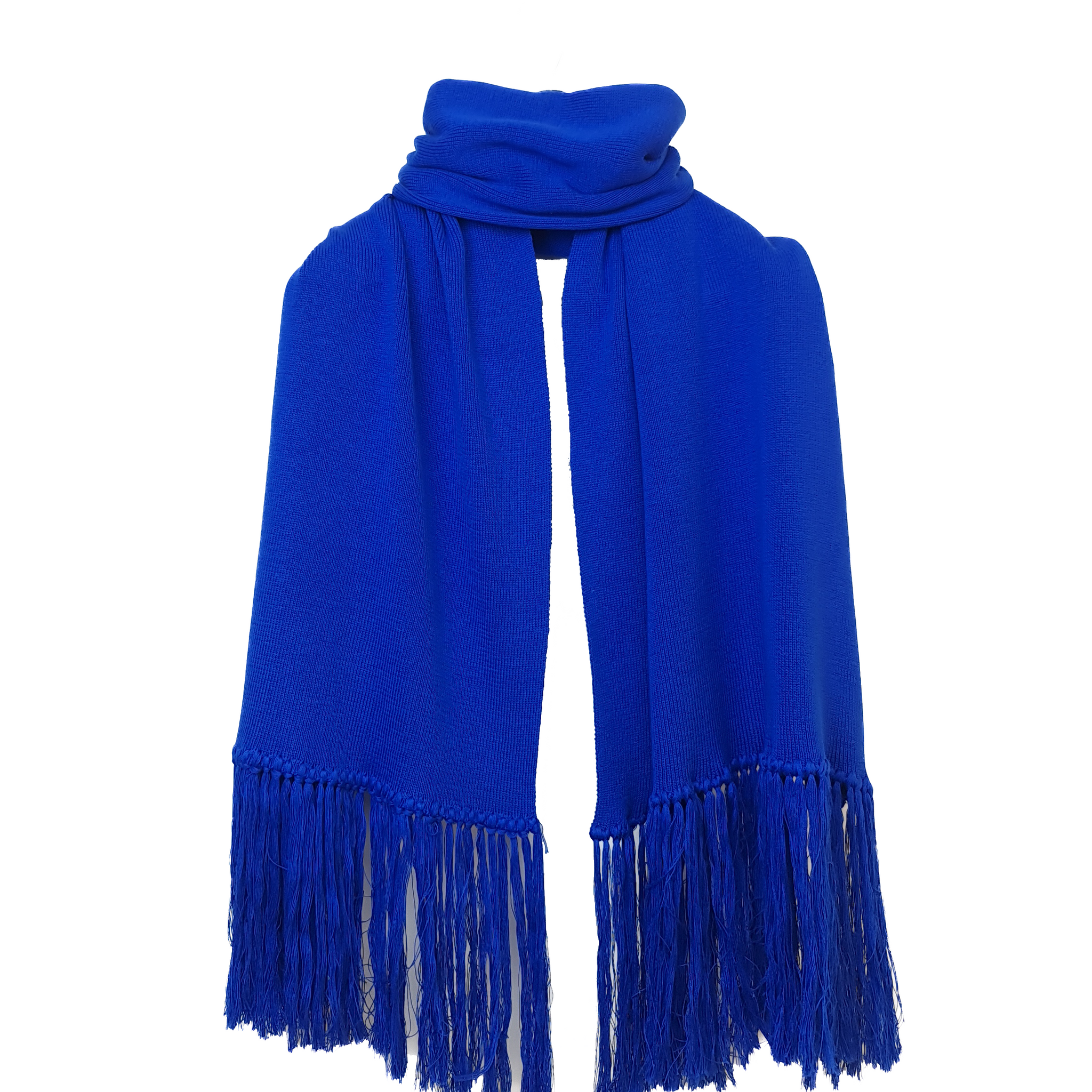 Pashmina de algodón peinado y acrílico, suave y cómoda, en color azul/royal, ideal para cualquier ocasión.