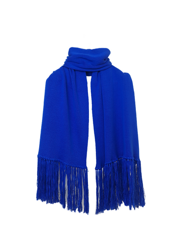 Pashmina de algodón peinado y acrílico, suave y cómoda, en color azul/royal, ideal para cualquier ocasión.