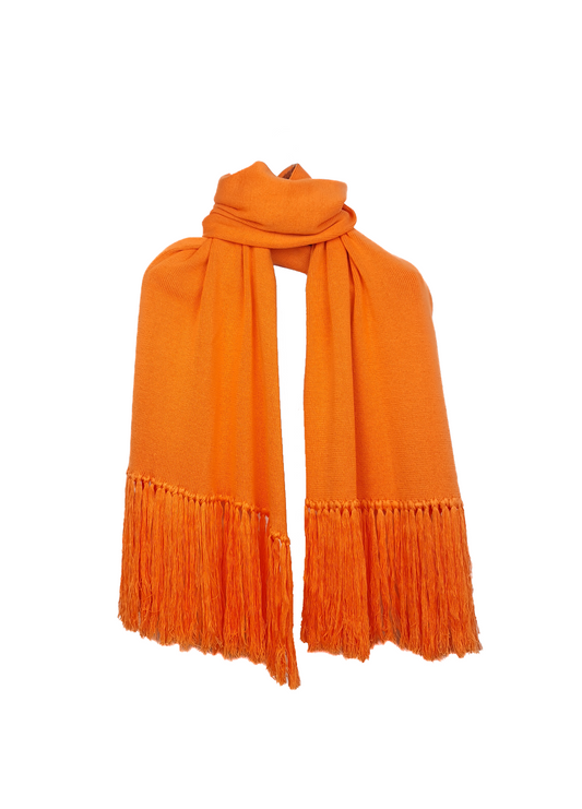 Pashmina de algodón peinado y acrílico, suave y cómoda, en color naranja, ideal para cualquier ocasión.