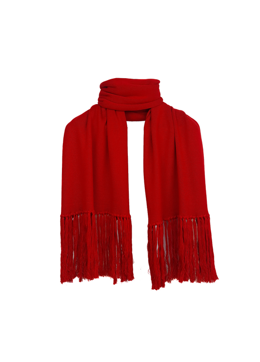 Pashmina de algodón peinado y acrílico, suave y cómoda, en color rojo, ideal para cualquier ocasión.