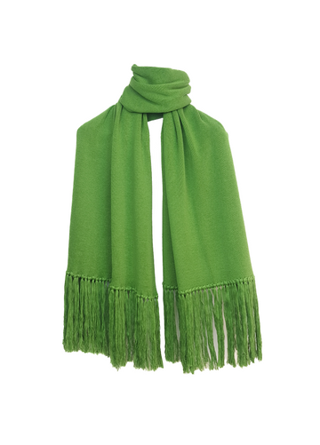 Pashmina de algodón peinado y acrílico, suave y cómoda, en color verde, ideal para cualquier ocasión.