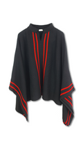 PonPash de algodón y acrílico, mezcla de poncho y pashmina en color negro y rojo, diseño versátil para el invierno.