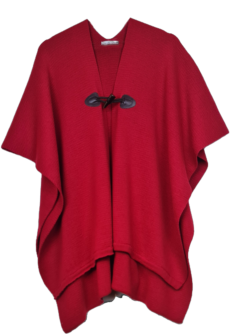 Ruana de Lana Merino - Rojo